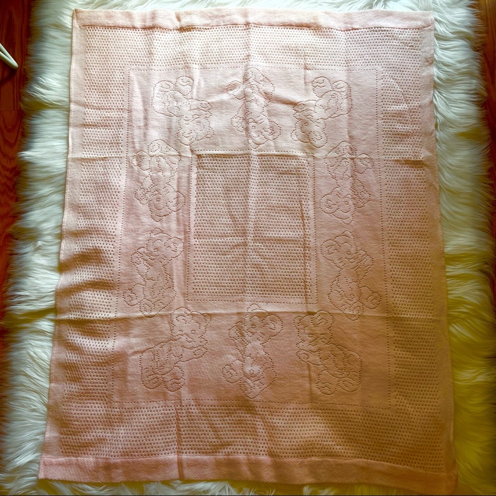 Pink Teddy Bear Baby Blanket From Great Britain - 31 x 38 - Picture 3 of 4